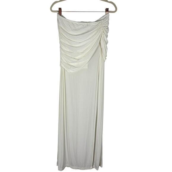Michael Costello x Revolve Magnolia Maxi Skirt Ruched Vacation Beachy Ivory M - Picture 3 of 8